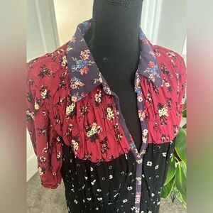 Floral Maxi Dress in Red and Black